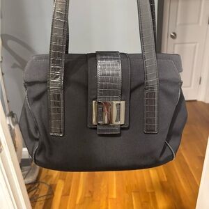 Salvatore Ferragamo Black
Handbag with Croc-Embossed
Accents